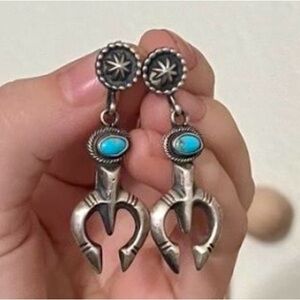 Turquoise and Sterling Native American Earrings